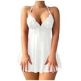 thumbnail image 1 of FRSASU Ensemble de Lingerie Robe Babydoll Transparente en Dentelle Florale à Dos Nu pour Femmes avec String 2 Pcs Blanc, 1 of 4