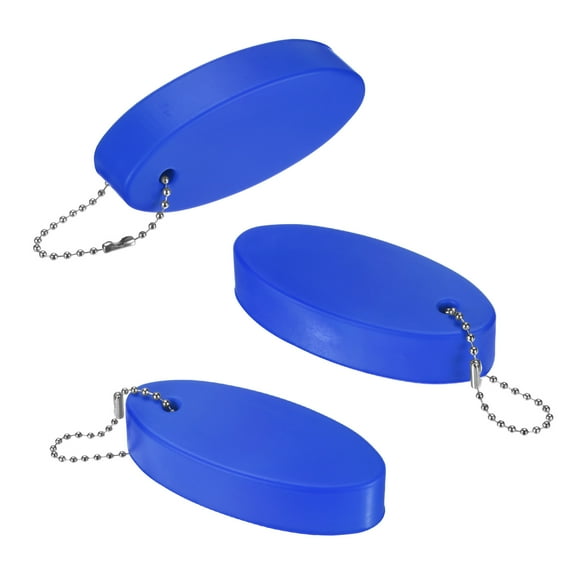 Uxcell 3-Pack Floating Key Chain for Boating, Waterproof Bright Color Key Rings for Outdoor Water Sport [Blue]