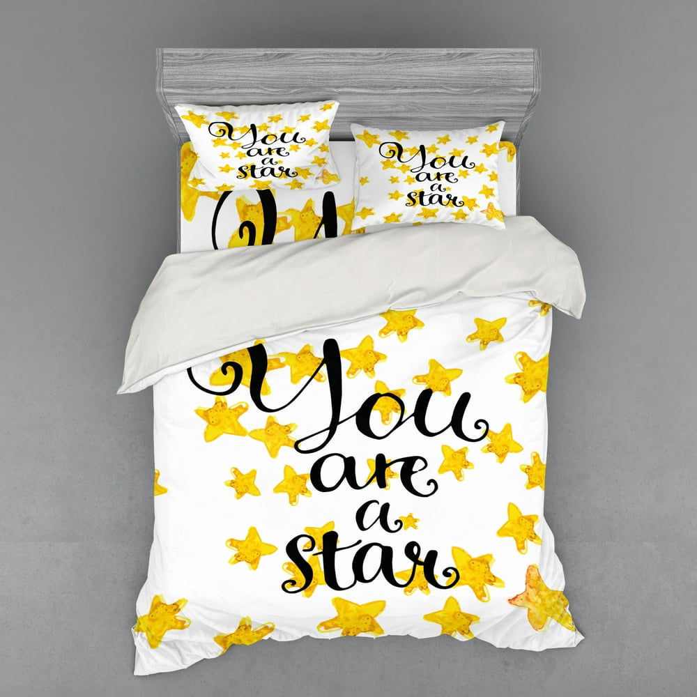 Lifestyle Duvet Cover Set, Motivational You are a Star Phrase Words