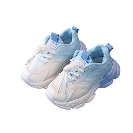 Meresysid Toddler Kids Boys Girls New Sports Leisure Mesh Comfortable Soft Sole Non-slip Fabric Breathable Running Shoes Baby Slip-on Shoes Blue