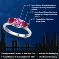 thumbnail image 2 of Gem Stone King 14K White Gold Pink Created Sapphire & Red Created Ruby 3-Stone Engagement Ring | 1.05 Cttw | Round 5MM and 4MM | Three Stone Wedding Anniversary Promise Ring for Women (Size 7), 2 of 6