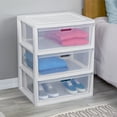 thumbnail image 3 of Sterilite Wide 3 Drawer Tower, Versatile Storage Solution with Removable Clear Plastic Bins, Easy to Assemble, White, 3 of 11