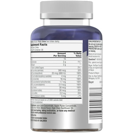 One A Day Men's 50+ Natural Fruit Bites Multivitamin, 60 Count