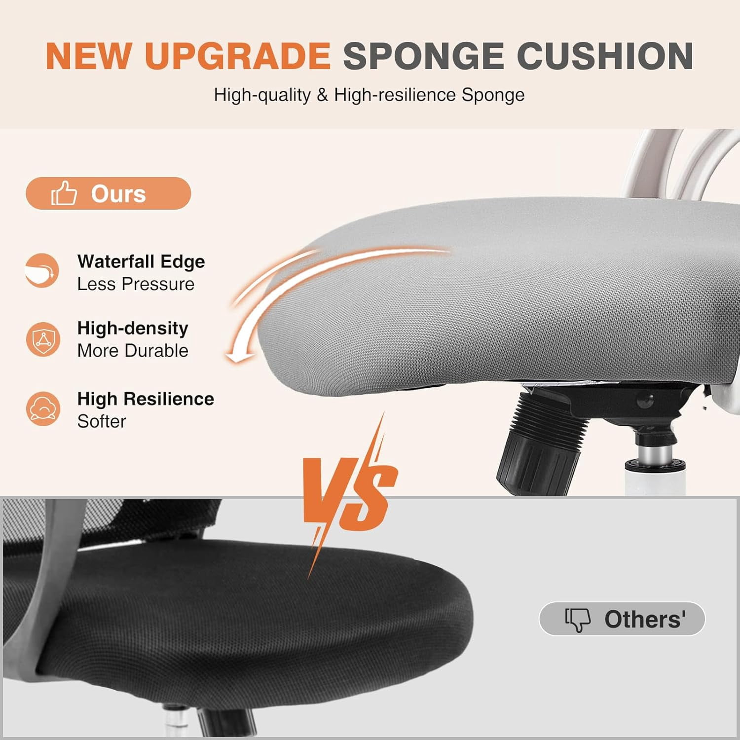 Atilioo Ergonomic Office Chair with Adjustable Headrest and Flip-Up Arms, Rolling Desk Chair for Adults with Lumbar Support, Gray
