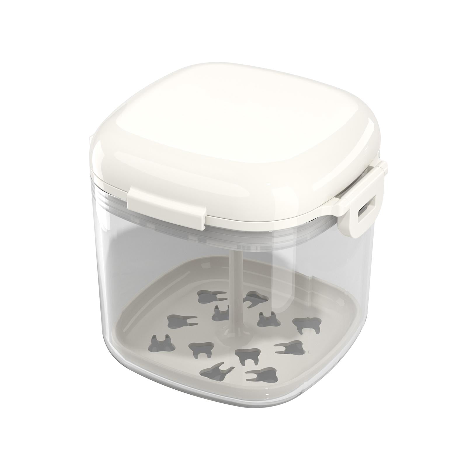 Denture Cleaner Case with Lid Denture Holder for Travel White