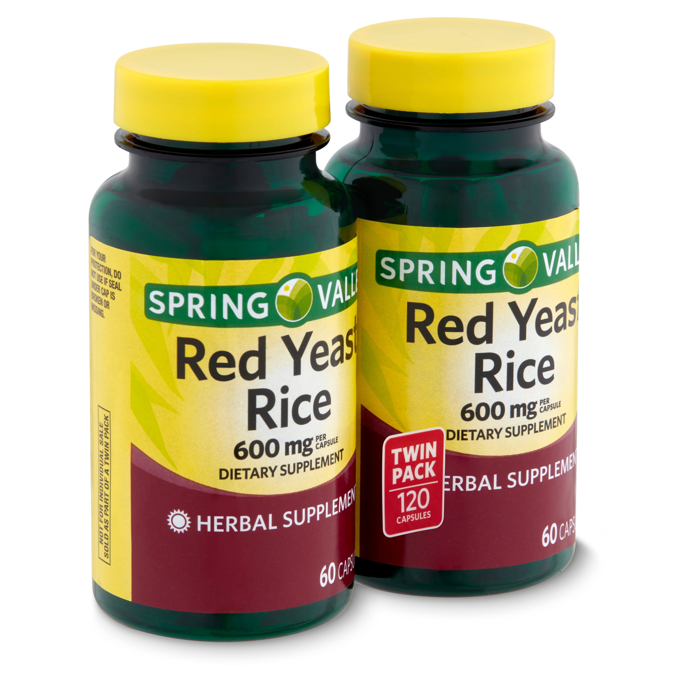 Kiks Betjening mulig Antologi Spring Valley Red Yeast Rice Dietary Supplement Capsules Twin Pack, 600 mg,  60 Count - Walmart.com