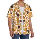 thumbnail image 2 of Balery Coffee Bun Hot Dog Camisa Casual de Manga Corta con Botones para Hombre, Texturizada, Estilo Cubano, para Playa, Verano-Medium, 2 of 5