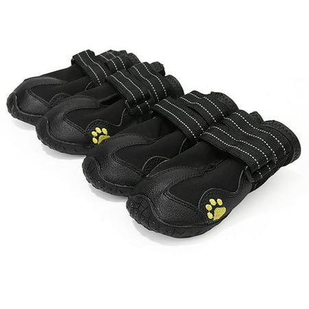 Suzicca Dog Shoes Boots Waterproof Shoes for Dogs with Reflective Strap Rugged -Slip Sole Pet Paw Protectors 4 PCS