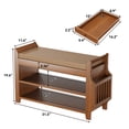 thumbnail image 2 of PULUOMIS Bamboo Shoe Rack & Shoe Bench, Multi-Function for Hallway Bathroom Living Room Corridor, Detachable Cushion with Hidden Storage Compartment, 2 of 10