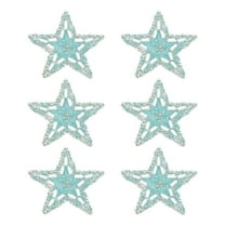 Uxcell Iron on Star Patches, 6pcs Adhesive Applique Stars Silver Rhinestone Glitter Crystal Stickers Patch Fabric Embellishments for DIY Crafts Clothing Jeans Repair, Blue 5.5cm