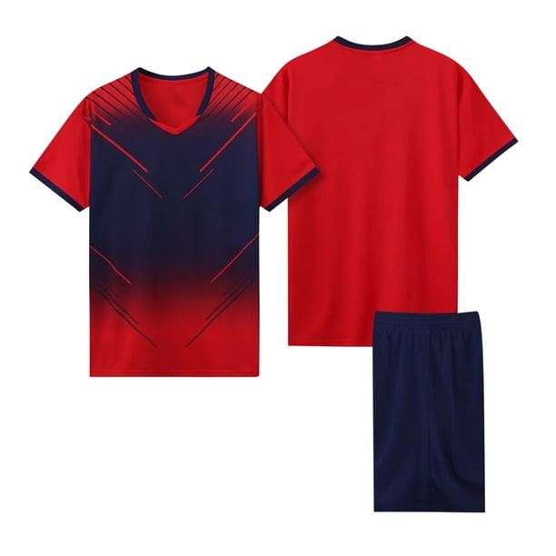 Odeerbi 4-14 Años Conjunto de Verano Para Niños de Atletismo Camiseta de Running de Secado Rápido Camiseta de Manga Corta Transpirable Camiseta de Manga Corta Con Degradado