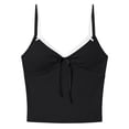 thumbnail image 6 of Crop Tops for Women Summer Color Block Spaghetti Strap Lace V Neck Low Cut Bow Front Slim Fit Y2k Camisole Going out Tank Top, 6 of 7