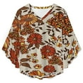 thumbnail image 4 of Retro 70S Boho Hippie Orange Flower Women's V-Neck Blouse With 3/4 Ruffled Bell Sleeves Casual Top Ladies Blouses, 4 of 7