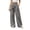 Gray, variant on Women's Asymmetry Wrap Pants High Waist Linen Wide Leg Trousers Button Loose Casual Pant with Pockets Brown,S