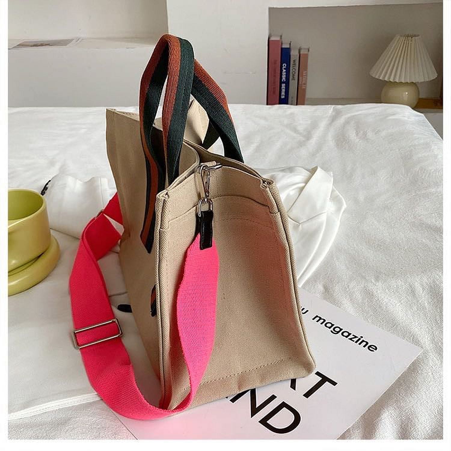 Smile Midi Canvas Tote Crossbody shoulder Bag