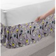 thumbnail image 2 of Floral Bed Skirt, Modern Random Layout of Flowers in Pastel Tones Illustration Pattern, Elastic Bedskirt Dust Ruffle Wrap Around for Bedding Decor, 4 Sizes, Purple Grey and Multicolor, by Ambesonne, 2 of 2