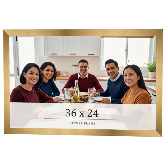 36x24 Frame Gold Bronze Solid Wood Picture Frame Width 0.75 Inches | Interior Frame Depth 0.5
