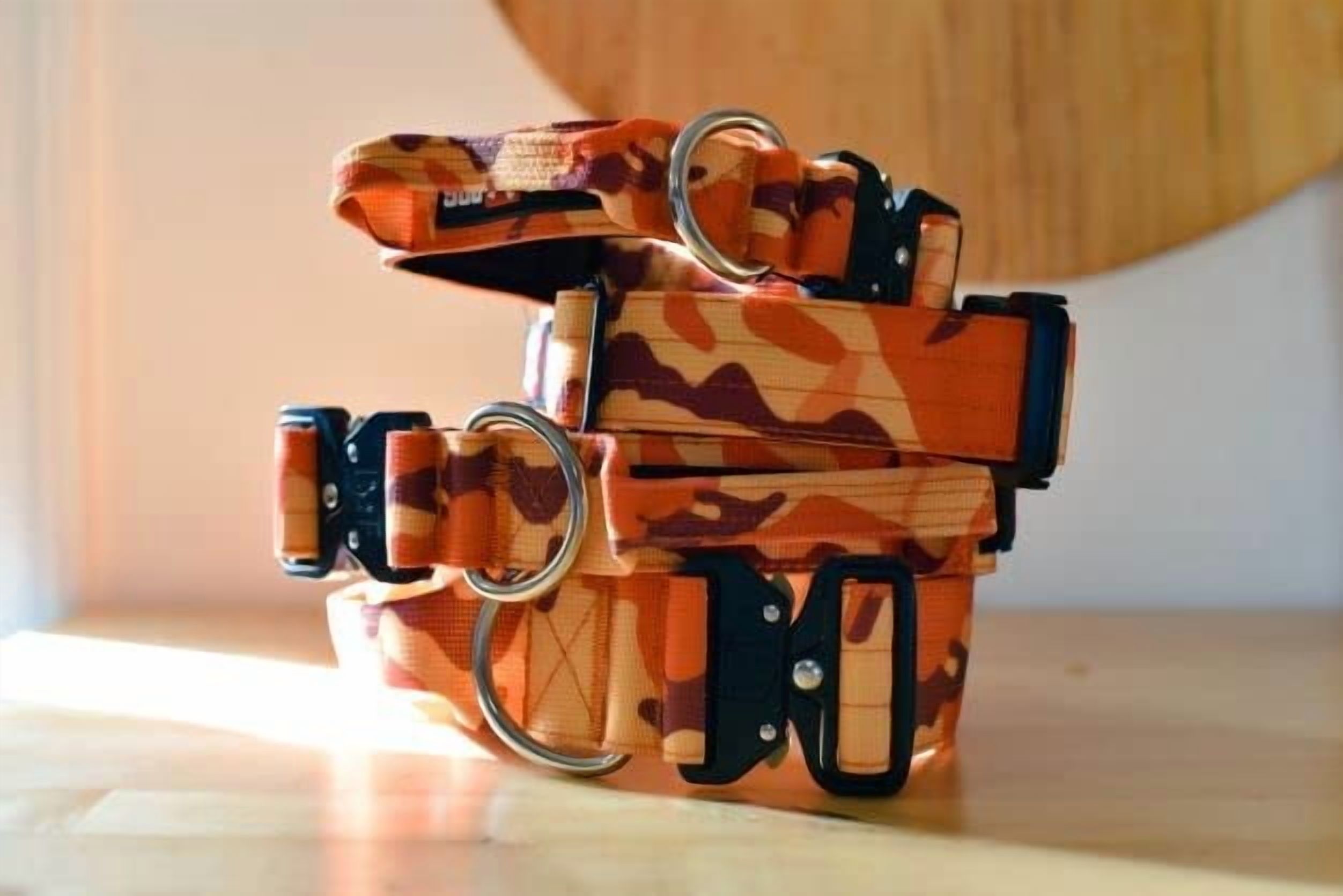 Boss Nation 850030579157 17-22 in. Dog Tactical Adjustable Dog Collar, Orange Camo - Large
