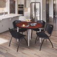 thumbnail image 2 of Regency Kahlo 48 in. Round Breakroom Table- Cherry Top, Chrome Base & 4 M Stack Chairs- Black, 2 of 8