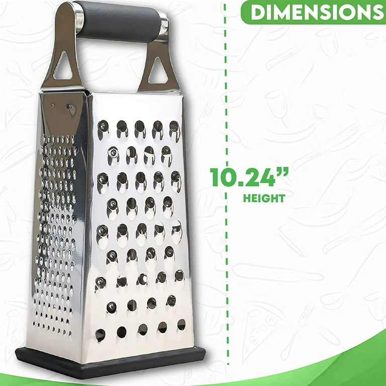 Zekpro Cheese Grater, 4-Sided Stainless Steel Box Grater, Foods Shredders,, Black
