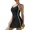 black, variant on Attraco Tennis Dresses for Women Contrasting Colors with Shorts and Pockets and Bra V Neck Racerback Golf Activewear