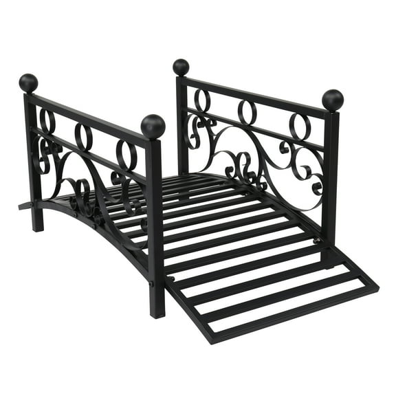 UBesGoo 40-Inch Metal Garden Bridge Yard Arch Path Bridge Ourdoor Decorative Black Iron Foot Bridge
