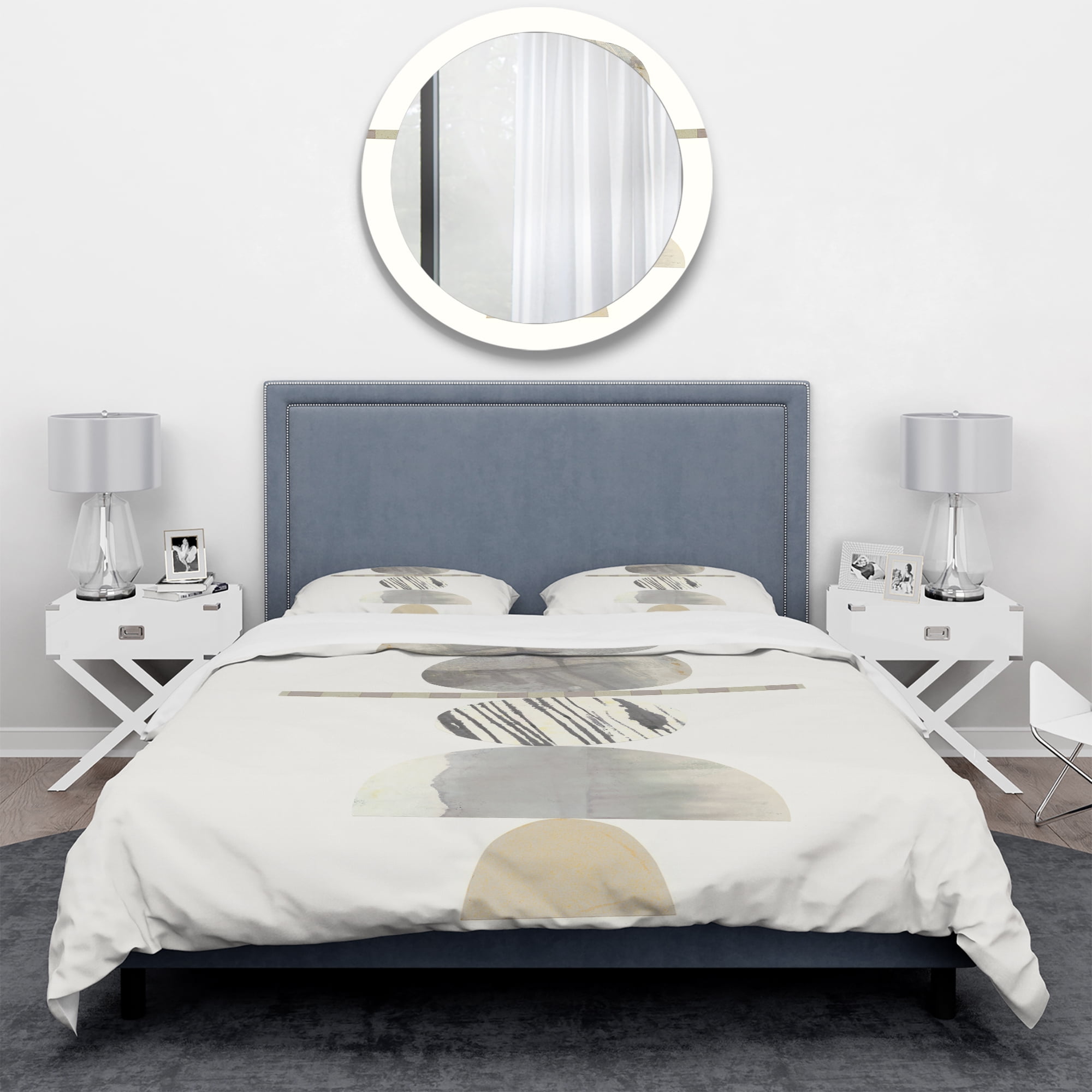 Designart 'Geometric Balance Neutral I' Geometric Duvet Cover Set
