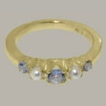 thumbnail image 5 of LBG British Made 10k Yellow Gold Natural Tanzanite & Cultured Pearl Womens Promise Ring - 33 size options - Size 6.5, 5 of 6