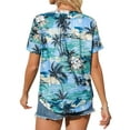 thumbnail image 5 of ZXSXSY Hawaiian Button Down Shirts for Women V Neck Short Sleeve Floral Print Summer Blouses, 5 of 7