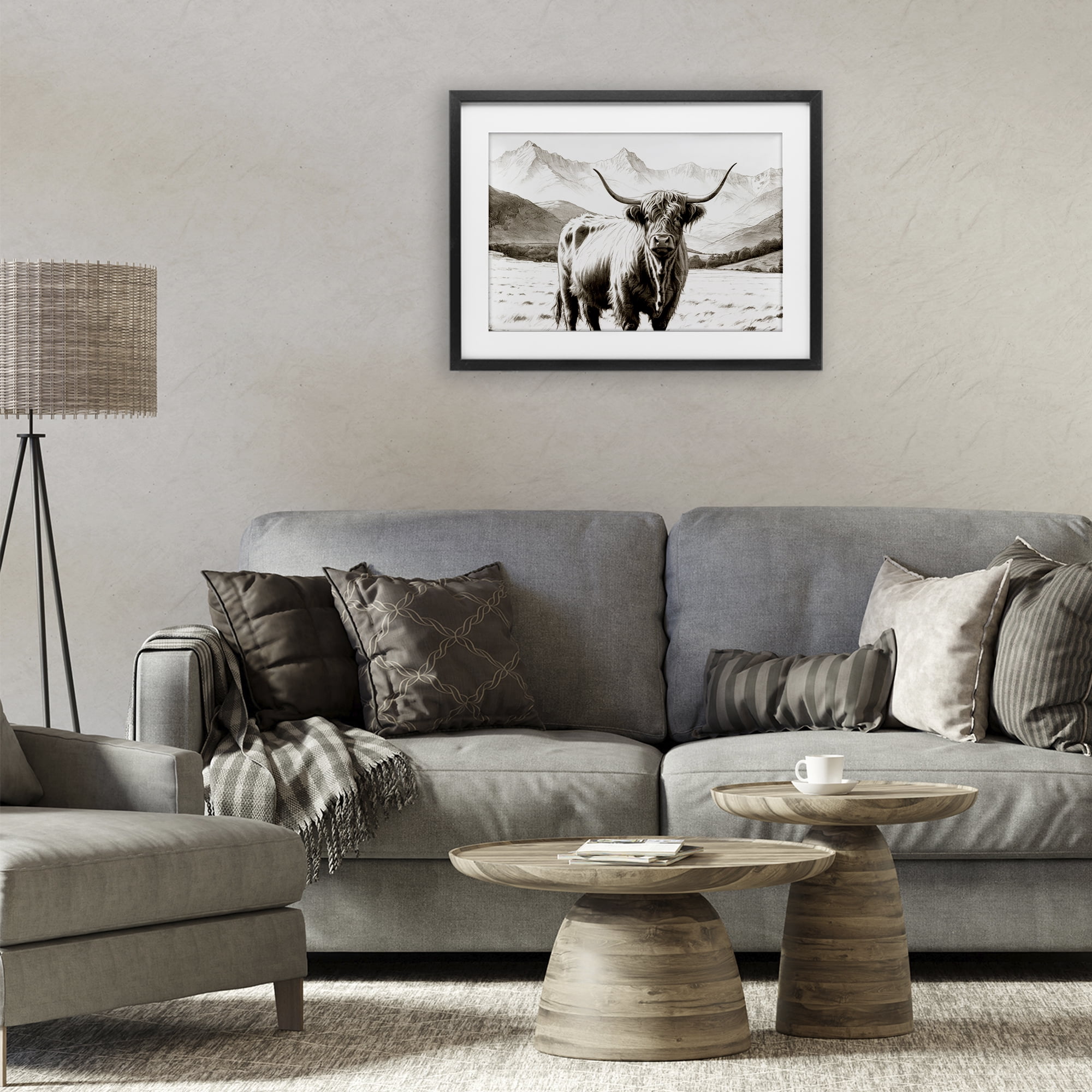 Stupell Industries Highland Sepia Sketch Black Framed Print Under Glass, design by Kim Allen