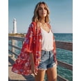 thumbnail image 2 of SOMER Women’s Swimsuit Cover Up 3/4 Sleeve Floral Kimono Lightweight Bikini Bathing Suit Cover Up Loose Fit Beachwear for Summer, 2 of 10