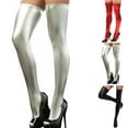 thumbnail image 4 of Xfvqtps Womens Thigh High Socks Solid Patent Leather Thigh Versatile and Domineering Socks Silver, 4 of 4