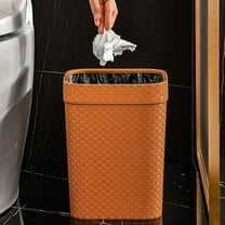 Faux Rattan Home Large Trash Can 8.27×9.06×11.81Inch Square Wicker Trash Can Dumpster for Bathroom Kitchen Bedroom Office Home Laundry Room,Orange