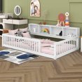 thumbnail image 3 of BEBPILOO Wood Twin XL Size Floor Bed with Storage Cabinets and USB Ports, White, 3 of 12