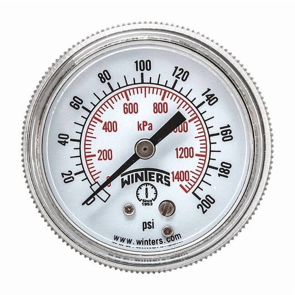 Winters Pressure Gauge,2" Dial Size,Black P9U901426UC