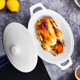 thumbnail image 4 of 1.9 Quart White Ceramic Casserole Dish with Lids, Oven Safe Baking Set for Lasagna, Soup & More, 4 of 7