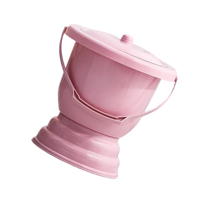 Yingyy Handheld Spittoon with Lid Portable Urinal Bottle for Bedroom 28x27cm Pink