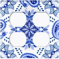 thumbnail image 3 of Metal Light Switch Plate Cover Mandala Blue White Snowflake Tile Pattern MDL088, 3 of 13