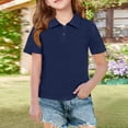 thumbnail image 5 of Girls Short Sleeve Polo Shirts Kids School Uniform Pique Polo Shirt 5-14 Years Navy 150, 5 of 5