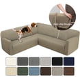 thumbnail image 3 of HDCAXKJ Sectional Couch Covers L Shaped Sofa Cover Stretch Jacquard Corner Sofa Covers for Living Room Non Slip Sectional Couch Slipcovers Furniture Protector,Extra Large,Khaki, 3 of 10