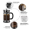 thumbnail image 4 of Cafetera francesa YMMIND de 1 litro con 4 filtros de borosilicato, 4 of 7