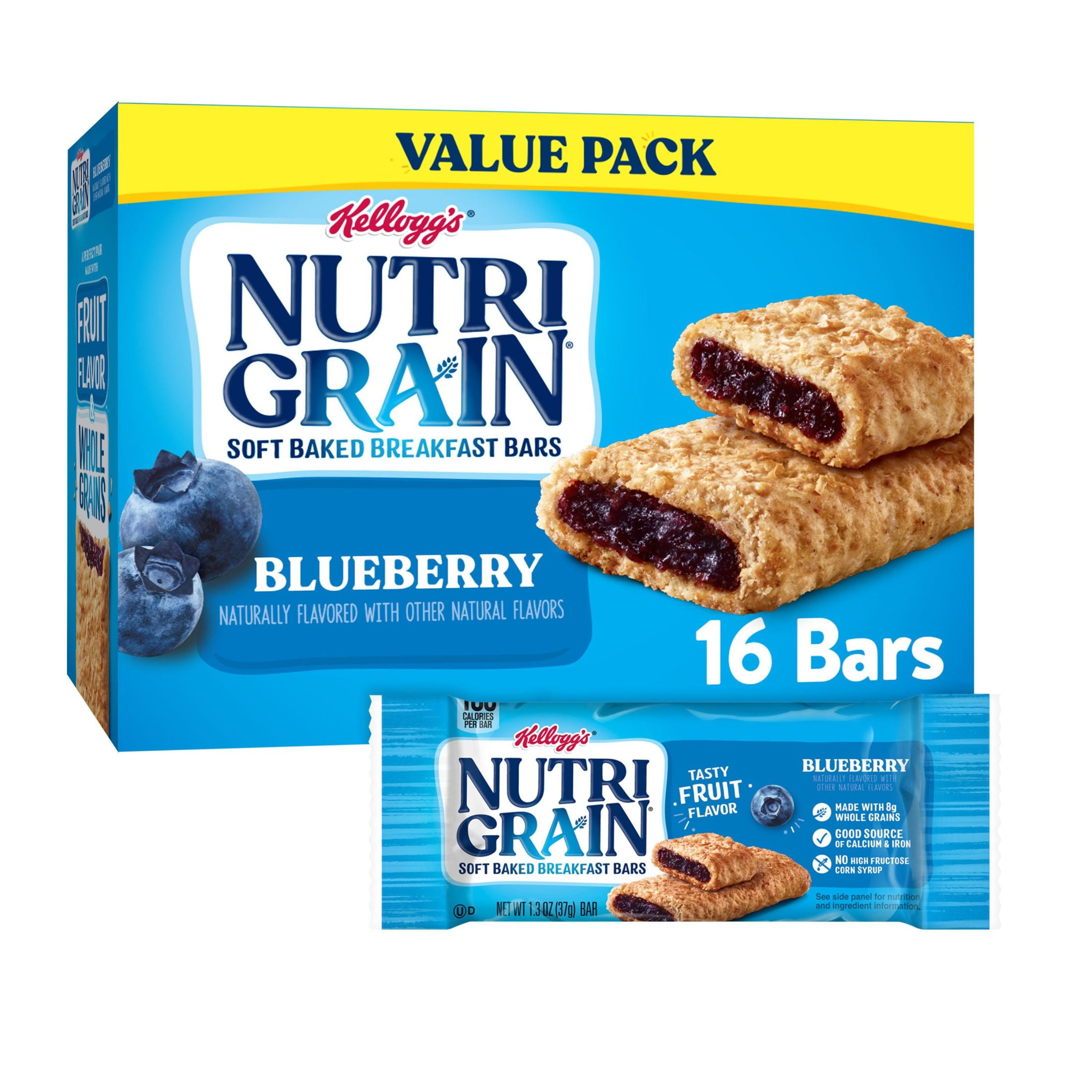 Nutri-Grain Soft Baked Breakfast Bars, Blueberry, 20.8 oz, 16 Count