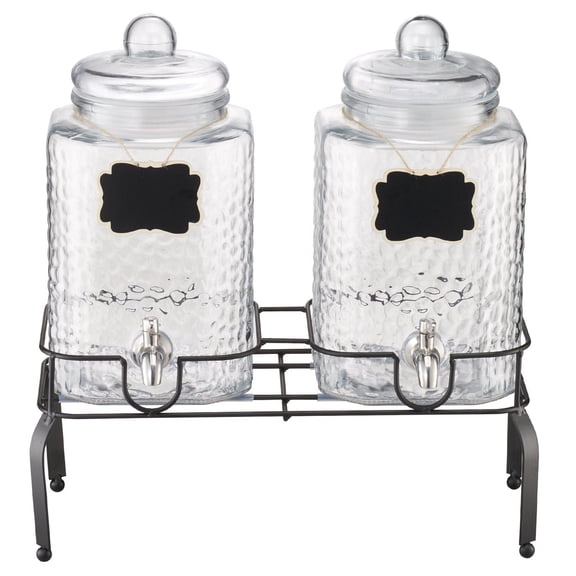 Drink Dispenser 1.5 Gal Beverage Dispenser for Parties Glass with Stand 2PCS