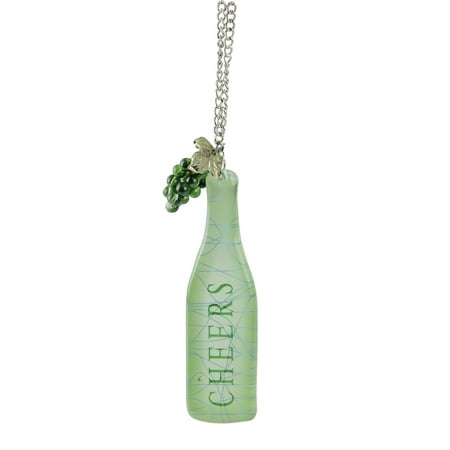Ganz 5" "CHEERS" Wine Bottle with GrapesTag Christmas Ornament - Green