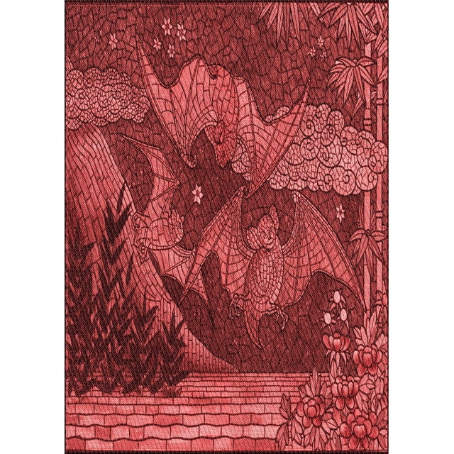 Ahgly Company Tapis Rectangulaire Lavable en Machine Rouge Pamplemousse Transitionnel, 5 Pieds x 8 Pieds