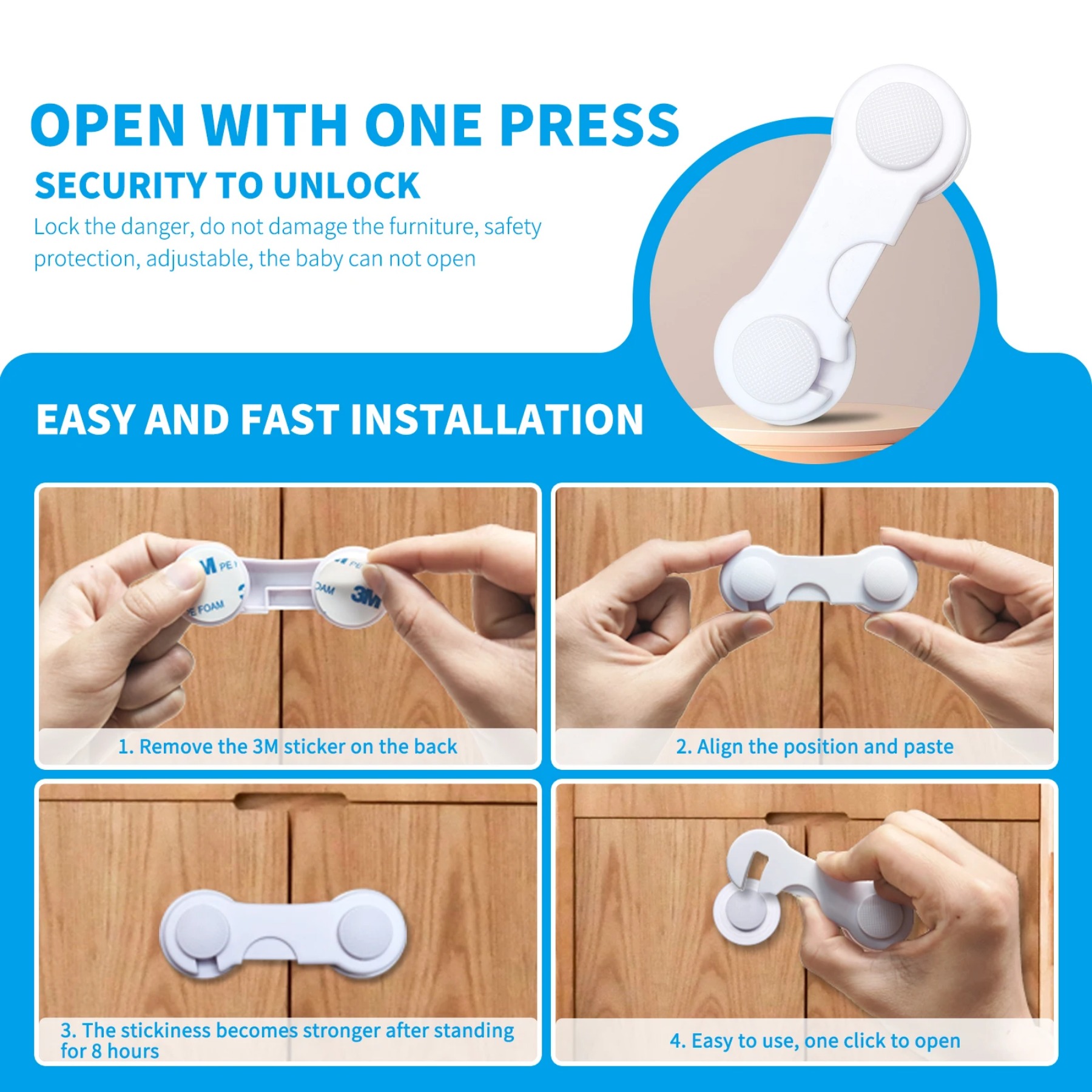 Wholesale Infant Products Cabinet Locks & Straps for Child Furniture Safety Refrigerator Door Lock Child Safety Strap Locks