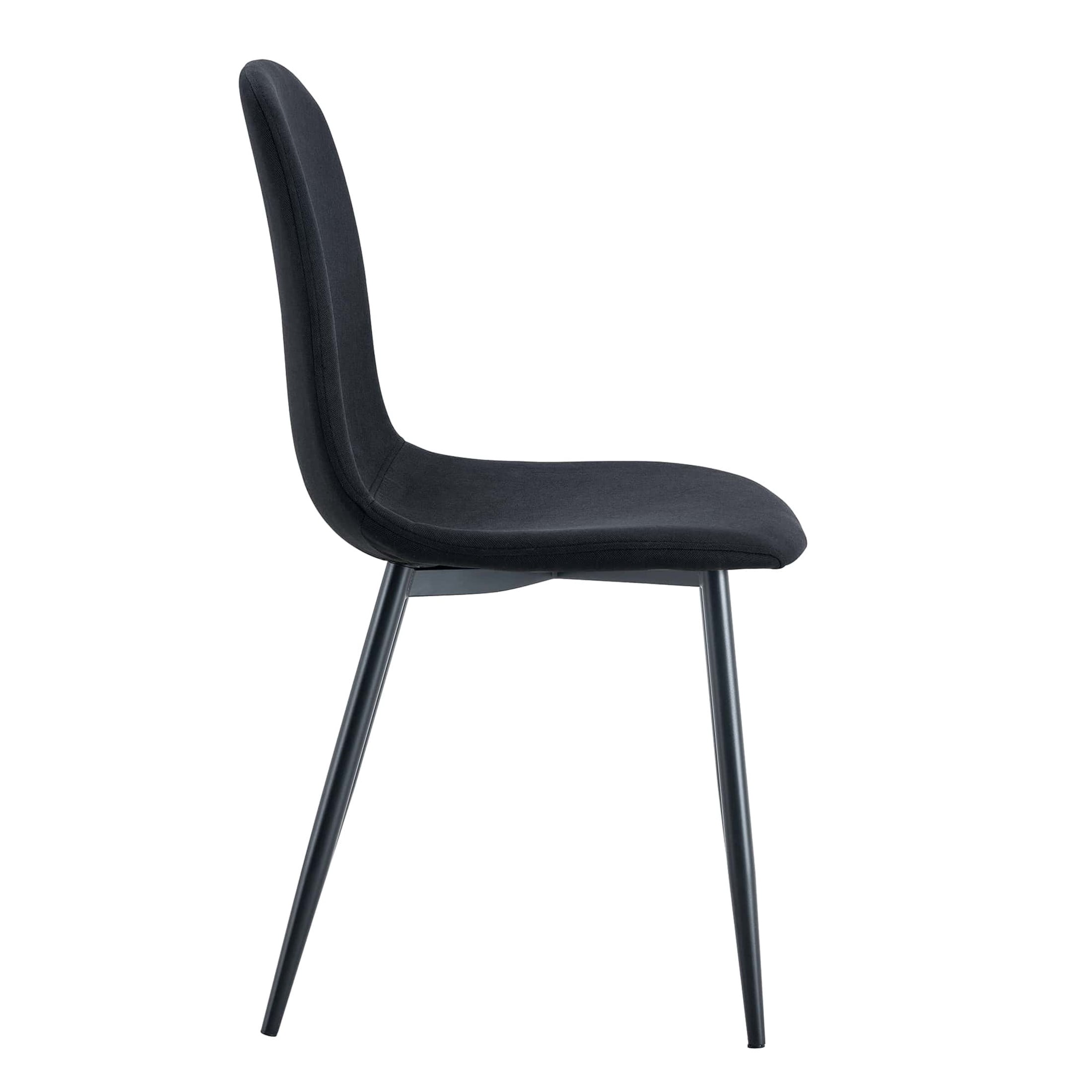 Noble House Luxury 34.5" Dining Chairs, Linen-Cotton Upholstery, Black Metal Legs, High Resilience, Black, Set of 4