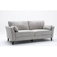 thumbnail image 2 of Damian Light Gray Woven Fabric Sofa with Solid Wood Legs and Accent Pillows, 2 of 5