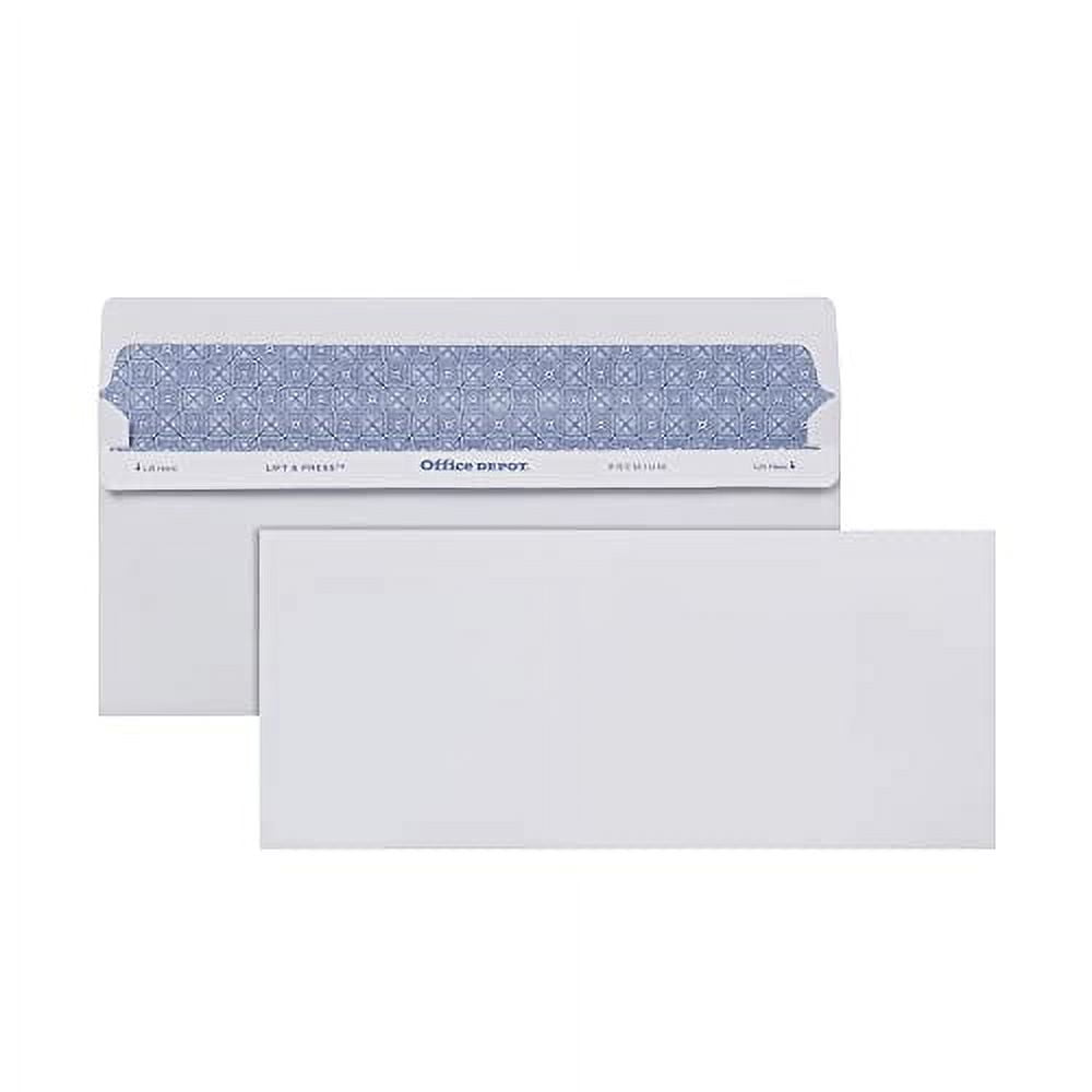 Office Depot Lift  Press(TM) Premium Envelopes, #10 (4 1/8in. x 9 1/2in.), 100% Recycled, White, Pack Of 100, 76100