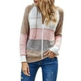 thumbnail image 3 of Baqcunre Sweaters For Women Plus Size Women'S Long Sleeved Cardigan Sweater Striped Hole Hooded Sweater Jacket Hooded Cardigan For Women Womens Fall Fashion 2023 Pink L, 3 of 4